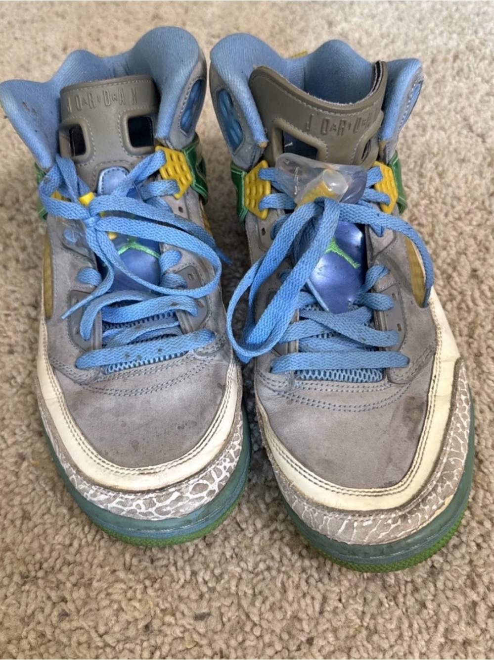 Jordan Spizike Poison Green 315371-056 Men’s Size 10.5 Gray Blue Green Sneakers